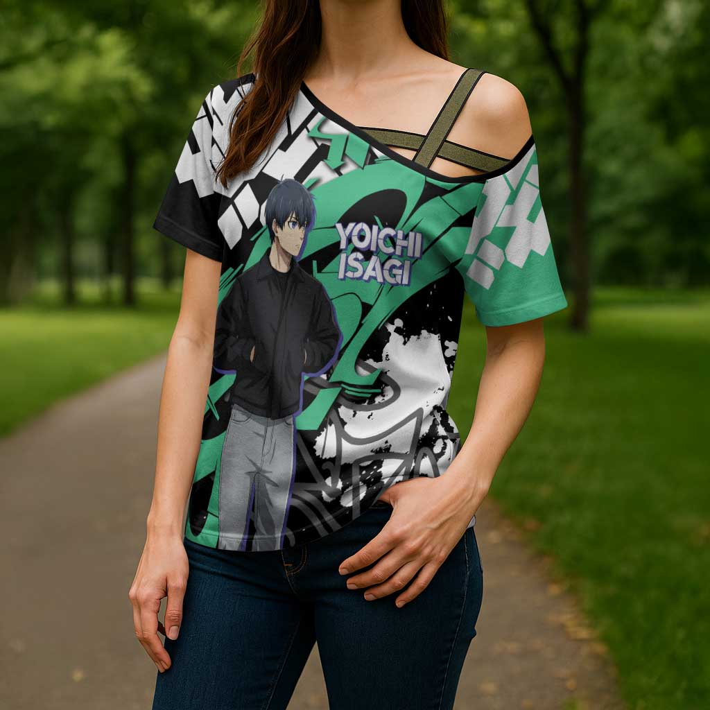 Yoichi Isagi Blue Lock Cross Shoulder Shirt Green Graffiti Anime Aesthetic