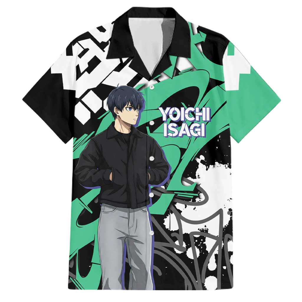 Yoichi Isagi Blue Lock Family Matching Summer Maxi Dress and Hawaiian Shirt Green Graffiti Anime Aesthetic