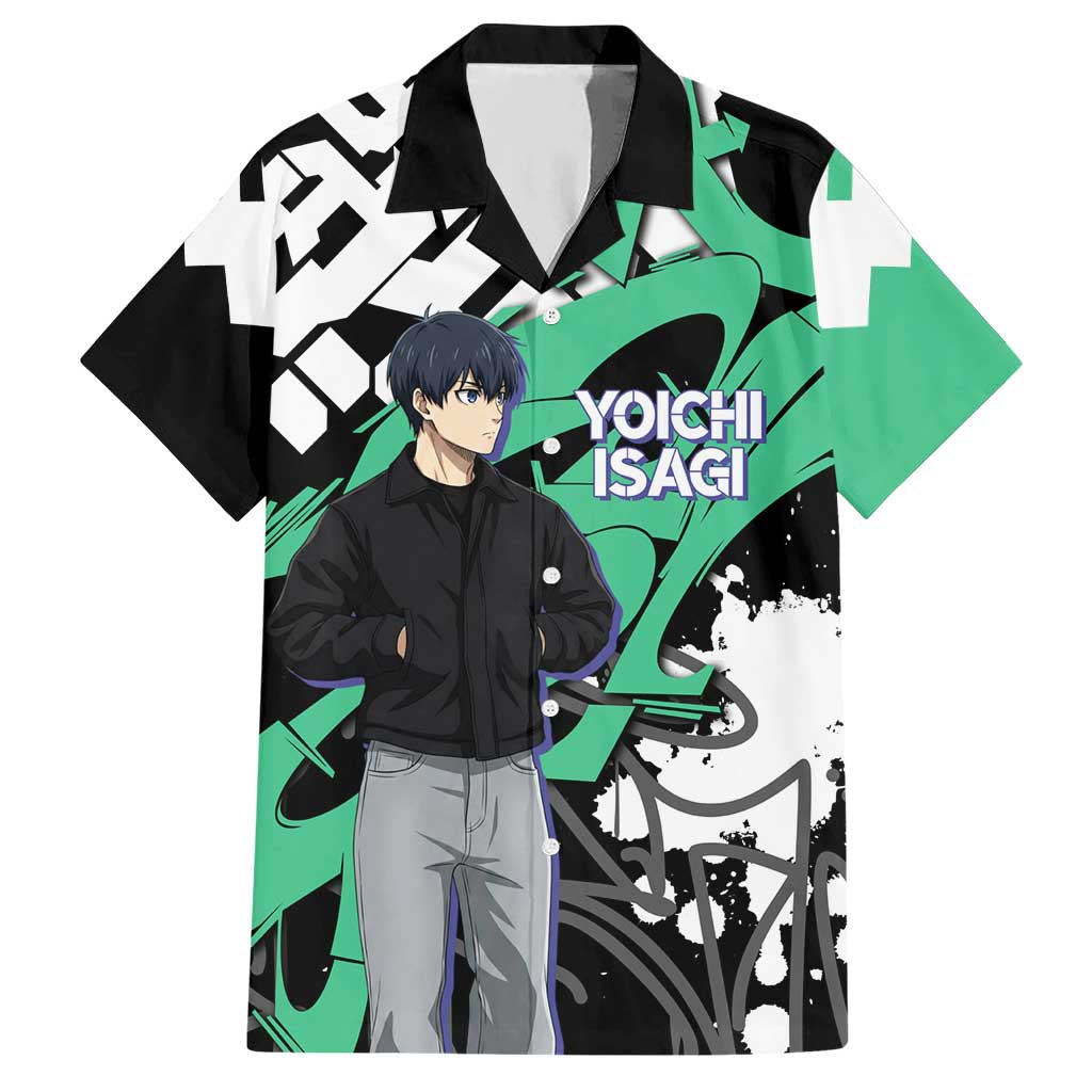 Yoichi Isagi Blue Lock Hawaiian Shirt Green Graffiti Anime Aesthetic