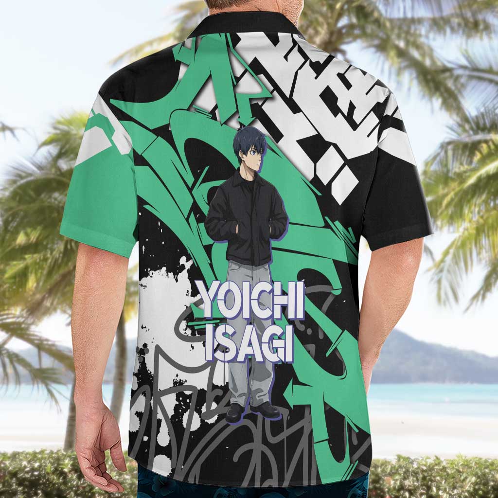 Yoichi Isagi Blue Lock Hawaiian Shirt Green Graffiti Anime Aesthetic