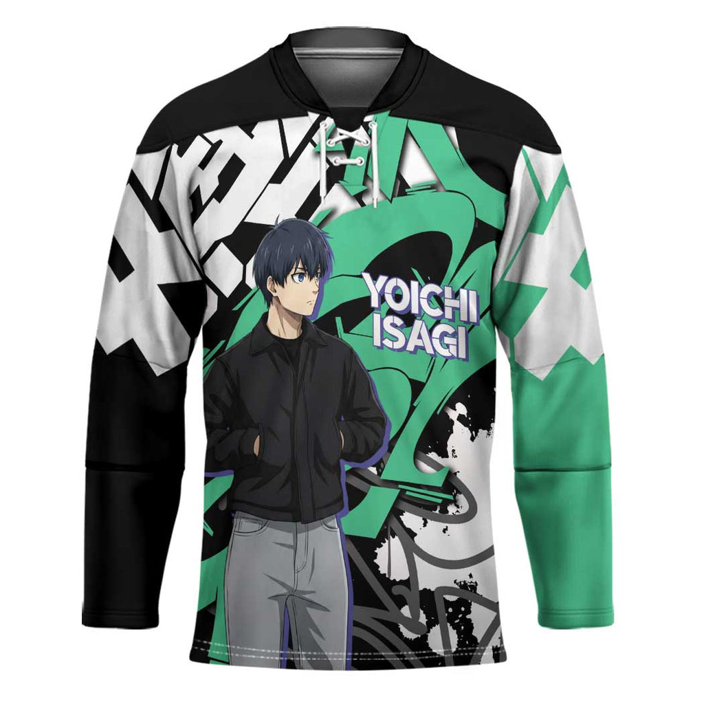Yoichi Isagi Blue Lock Hockey Jersey Green Graffiti Anime Aesthetic