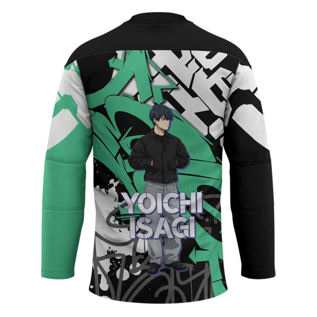 Yoichi Isagi Blue Lock Hockey Jersey Green Graffiti Anime Aesthetic