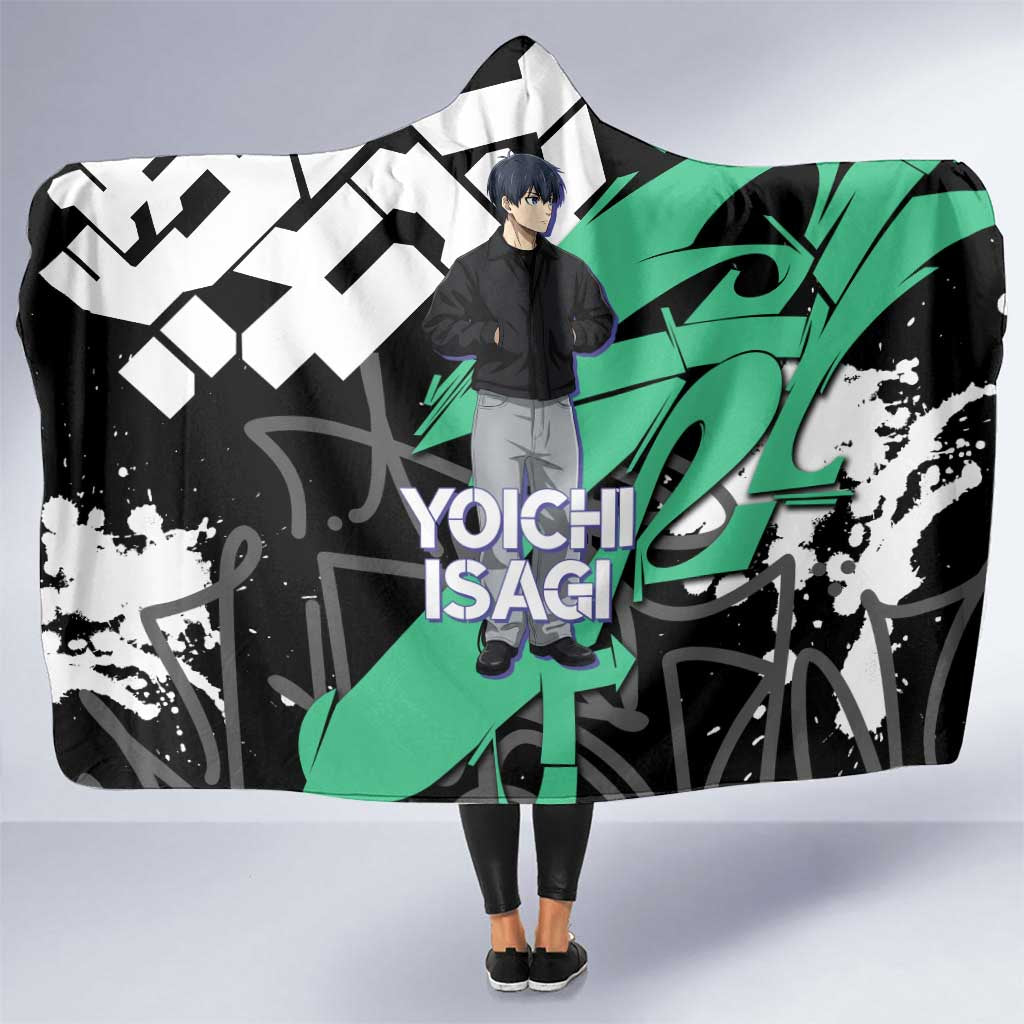 Yoichi Isagi Blue Lock Hooded Blanket Green Graffiti Anime Aesthetic