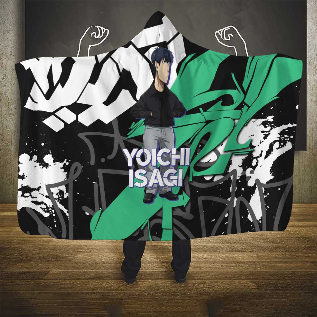 Yoichi Isagi Blue Lock Hooded Blanket Green Graffiti Anime Aesthetic