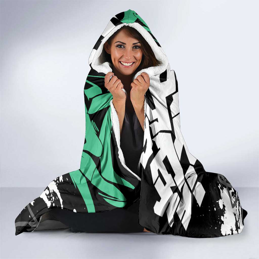 Yoichi Isagi Blue Lock Hooded Blanket Green Graffiti Anime Aesthetic