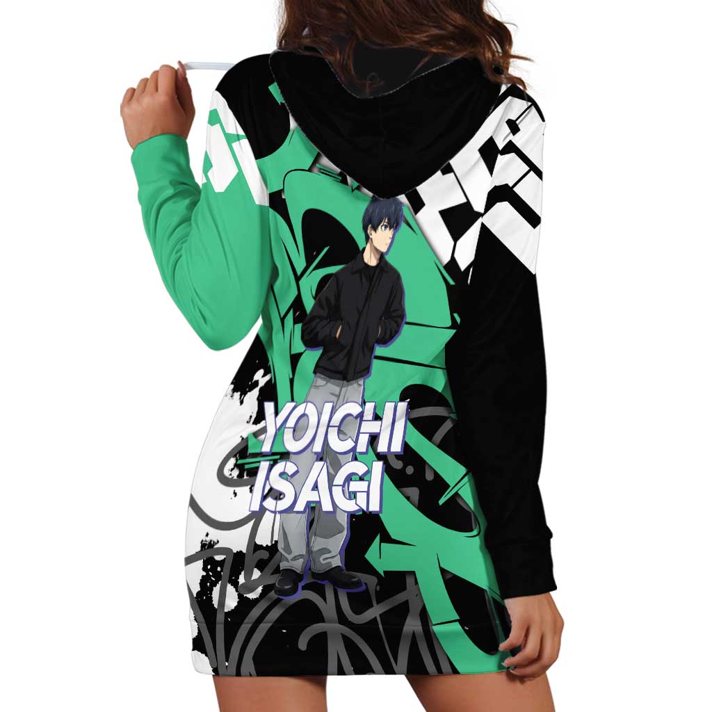 Yoichi Isagi Blue Lock Hoodie Dress Green Graffiti Anime Aesthetic