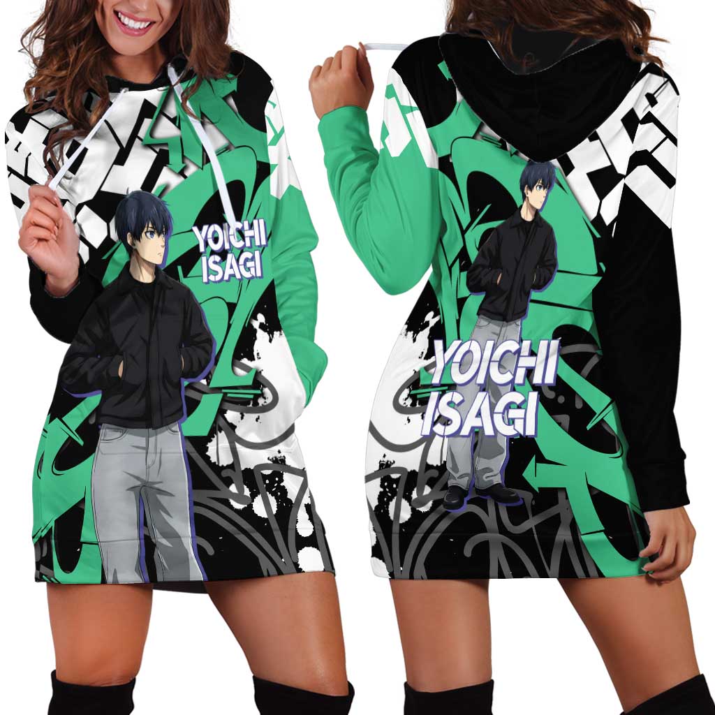 Yoichi Isagi Blue Lock Hoodie Dress Green Graffiti Anime Aesthetic
