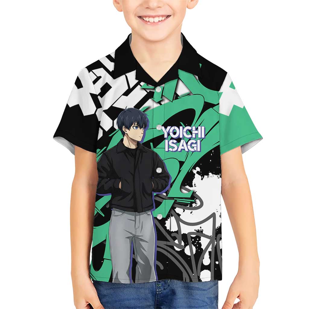 Yoichi Isagi Blue Lock Kid Hawaiian Shirt Green Graffiti Anime Aesthetic