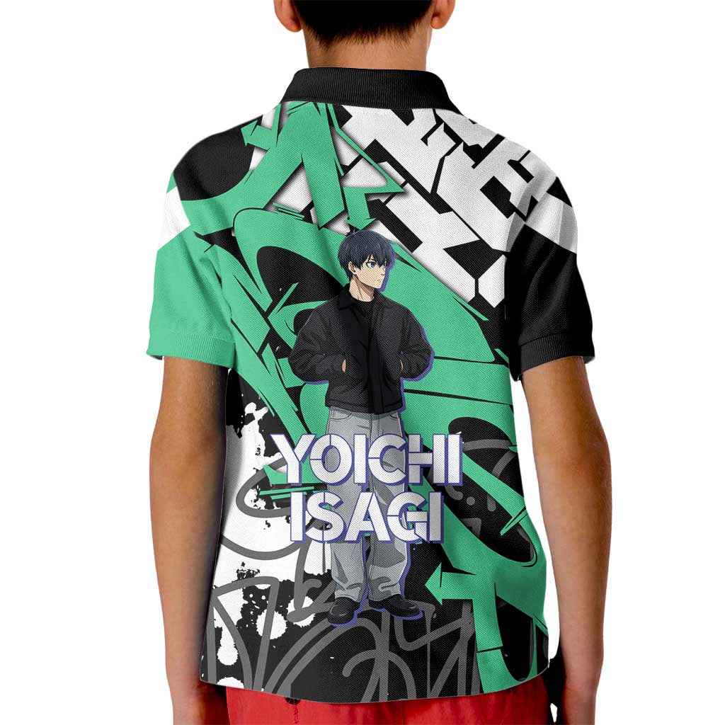 Yoichi Isagi Blue Lock Kid Polo Shirt Green Graffiti Anime Aesthetic