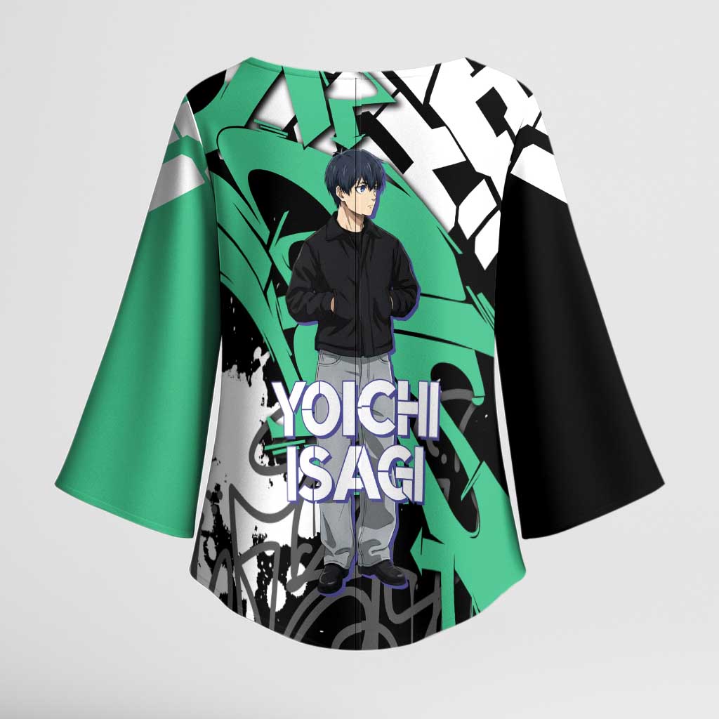Yoichi Isagi Blue Lock Kimono Sleeve Blouse Green Graffiti Anime Aesthetic