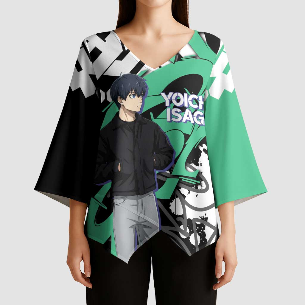 Yoichi Isagi Blue Lock Kimono Sleeve Blouse Green Graffiti Anime Aesthetic