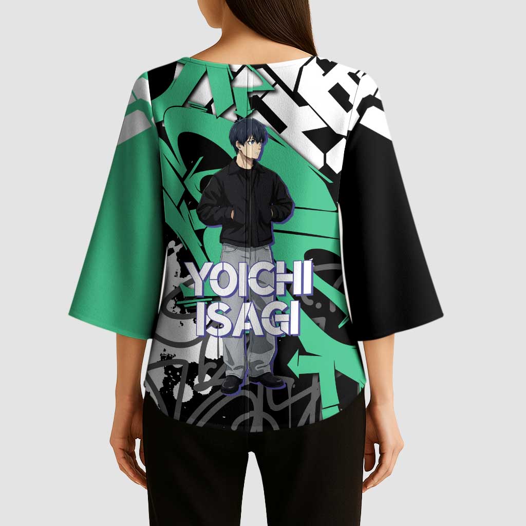 Yoichi Isagi Blue Lock Kimono Sleeve Blouse Green Graffiti Anime Aesthetic