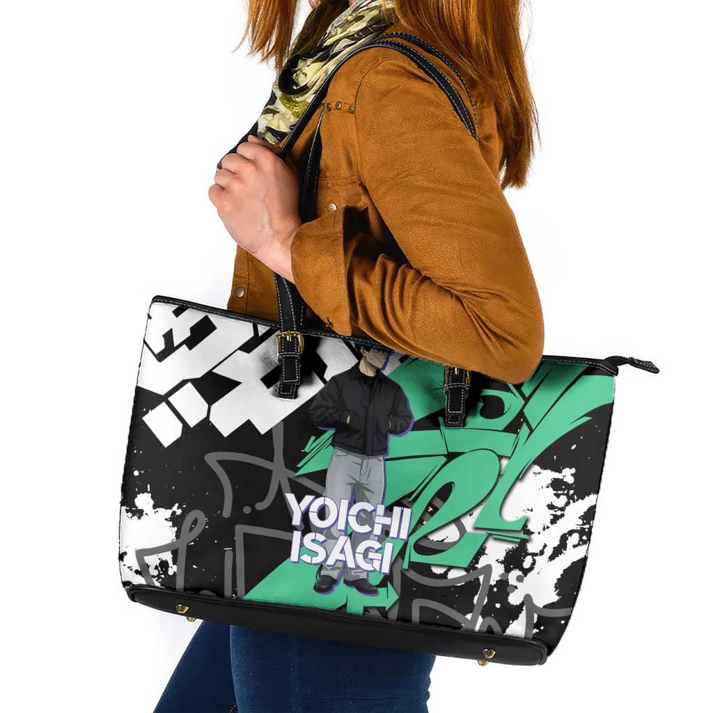 Yoichi Isagi Blue Lock Leather Tote Bag Green Graffiti Anime Aesthetic