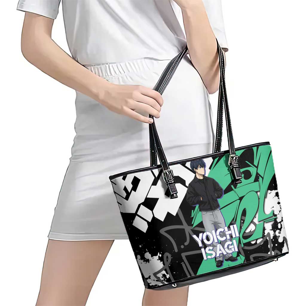 Yoichi Isagi Blue Lock Leather Tote Bag Green Graffiti Anime Aesthetic