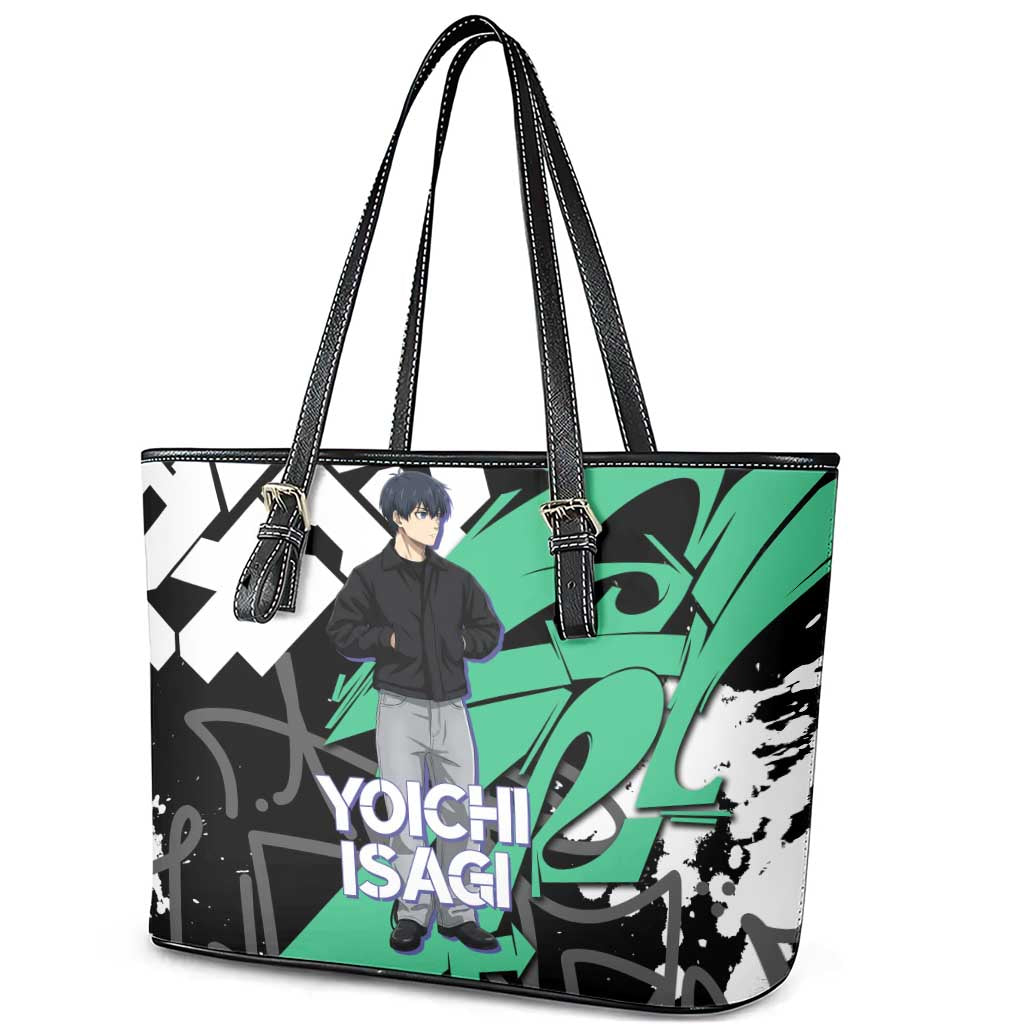 Yoichi Isagi Blue Lock Leather Tote Bag Green Graffiti Anime Aesthetic