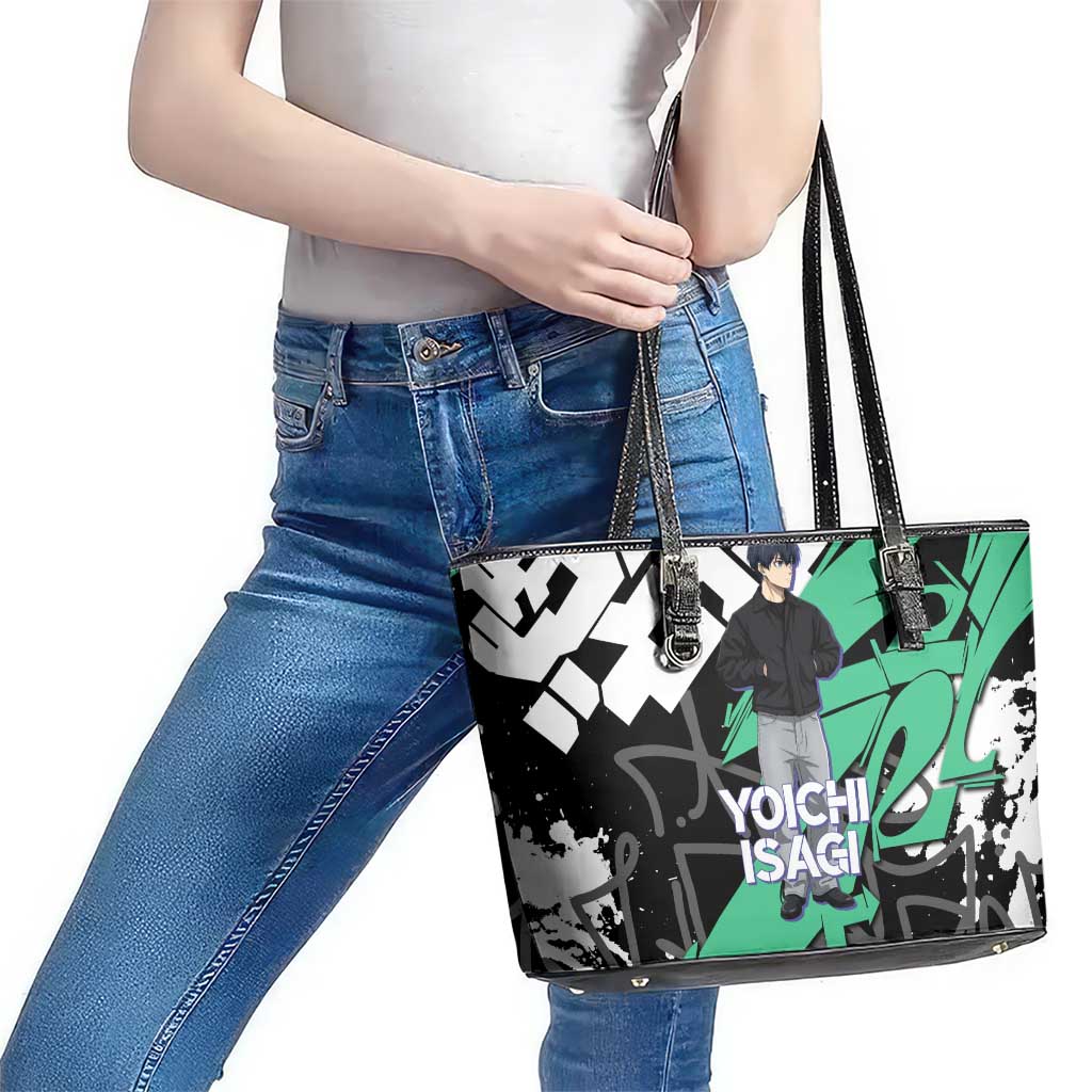 Yoichi Isagi Blue Lock Leather Tote Bag Green Graffiti Anime Aesthetic