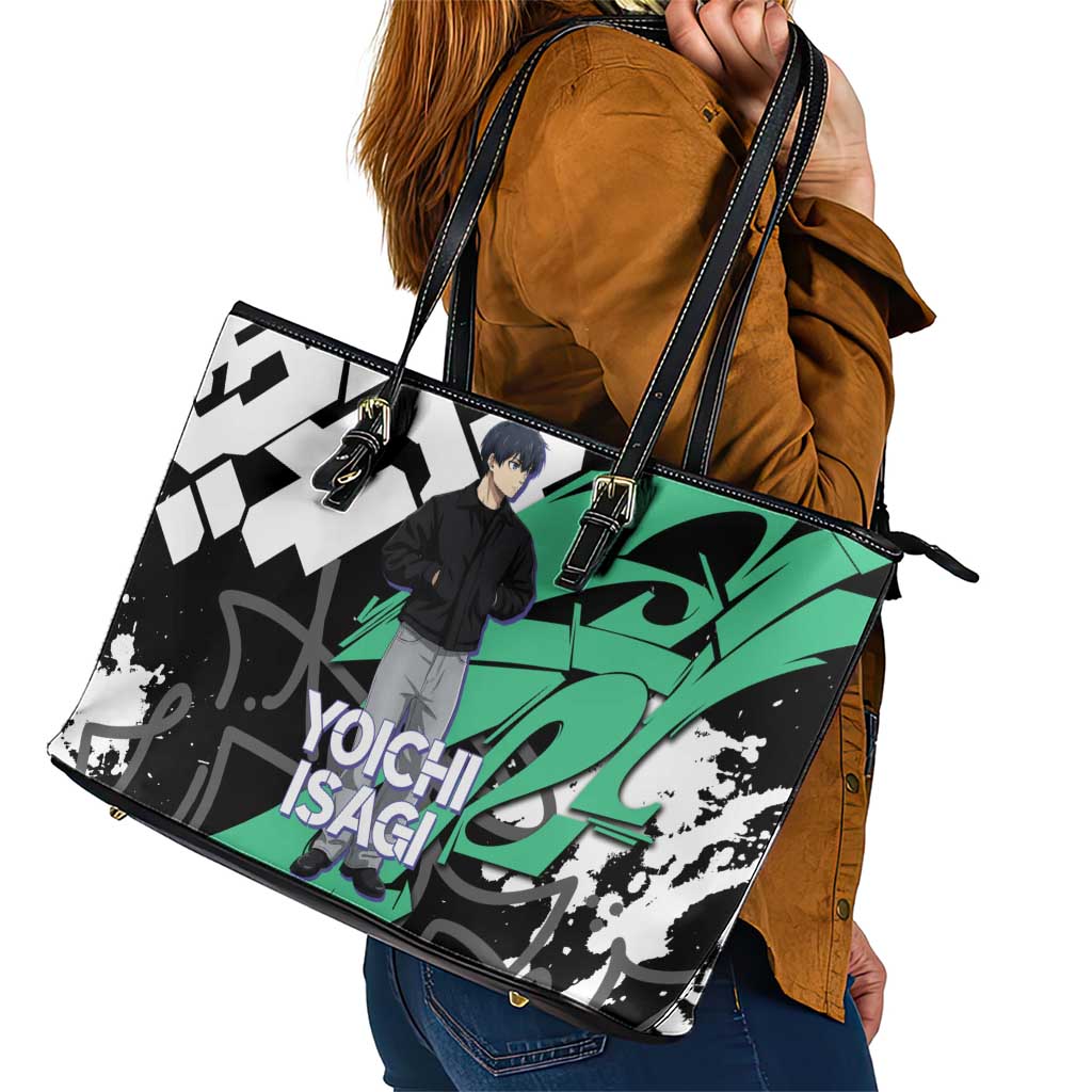 Yoichi Isagi Blue Lock Leather Tote Bag Green Graffiti Anime Aesthetic
