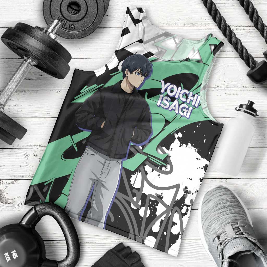 Yoichi Isagi Blue Lock Men Tank Top Green Graffiti Anime Aesthetic