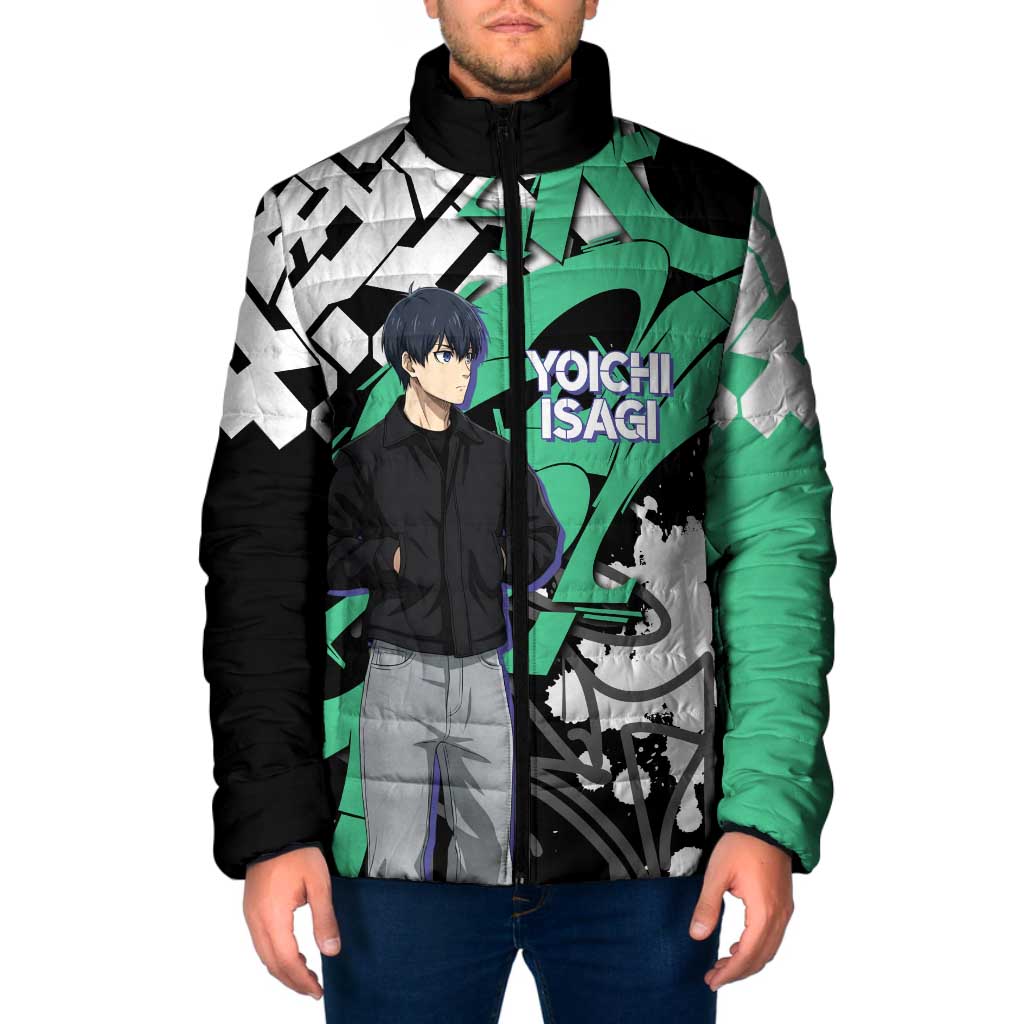 Yoichi Isagi Blue Lock Padded Jacket Green Graffiti Anime Aesthetic