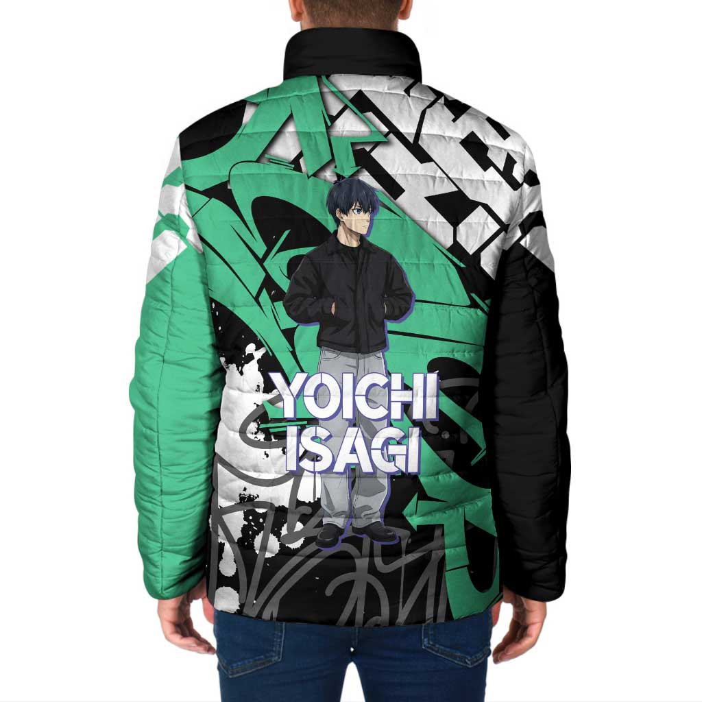 Yoichi Isagi Blue Lock Padded Jacket Green Graffiti Anime Aesthetic