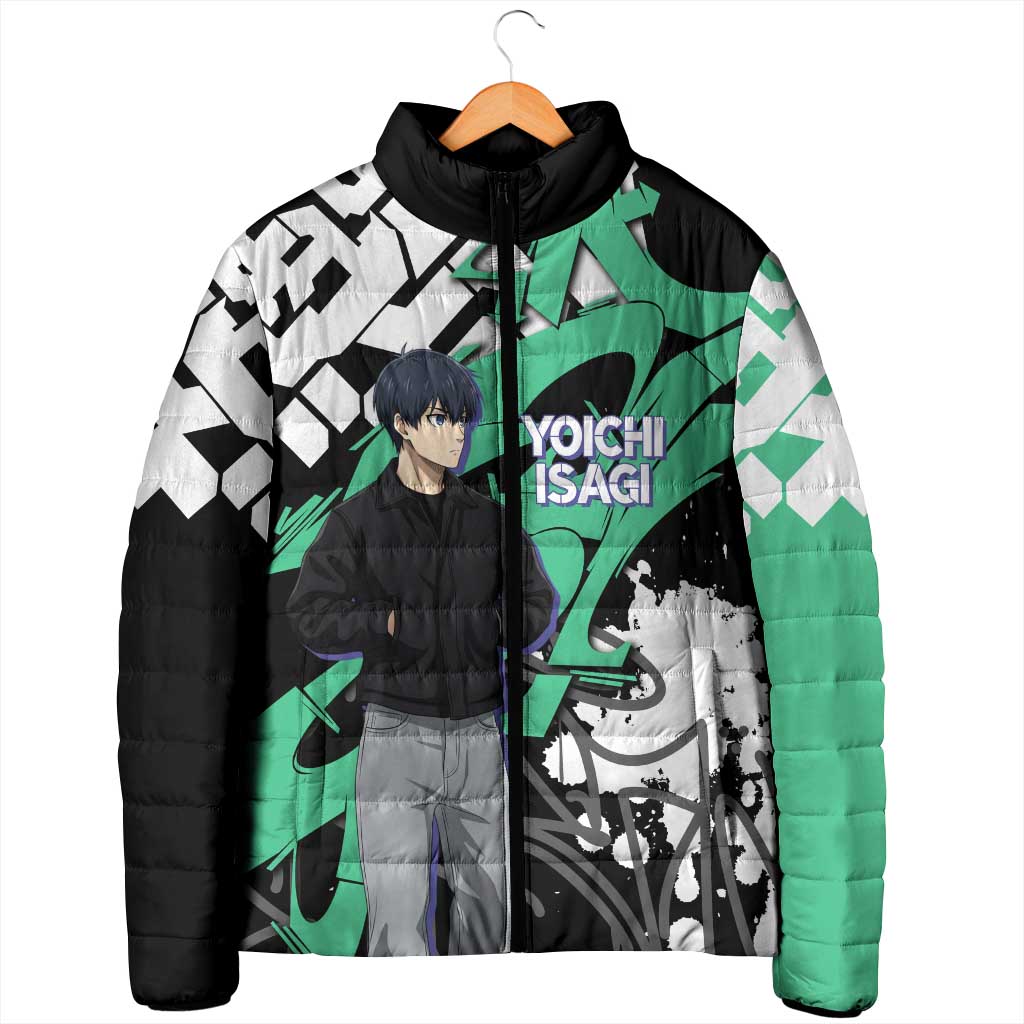 Yoichi Isagi Blue Lock Padded Jacket Green Graffiti Anime Aesthetic