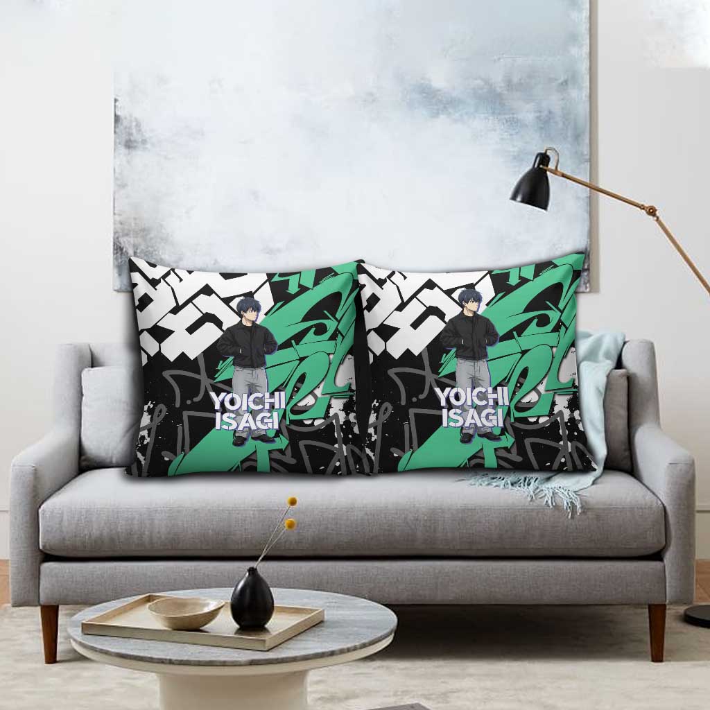 Yoichi Isagi Blue Lock Pillow Cover Green Graffiti Anime Aesthetic