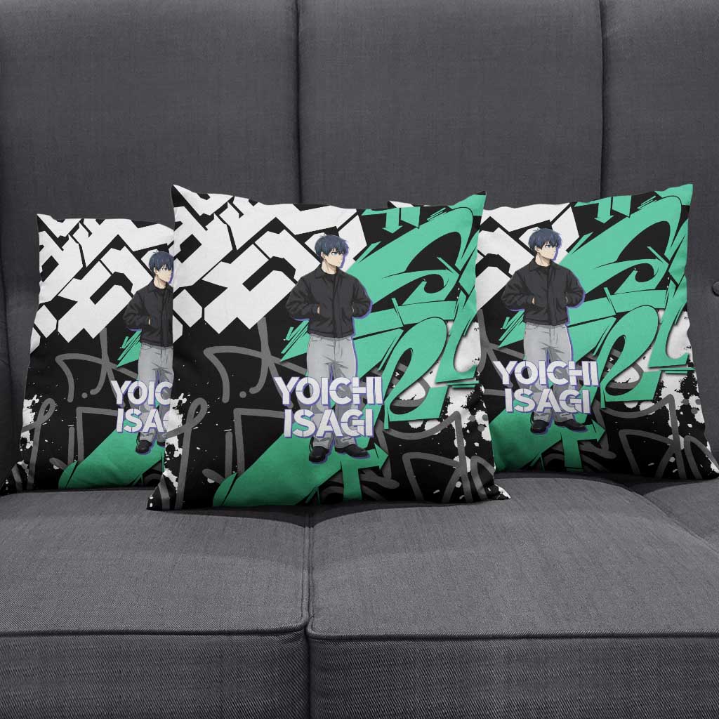 Yoichi Isagi Blue Lock Pillow Cover Green Graffiti Anime Aesthetic