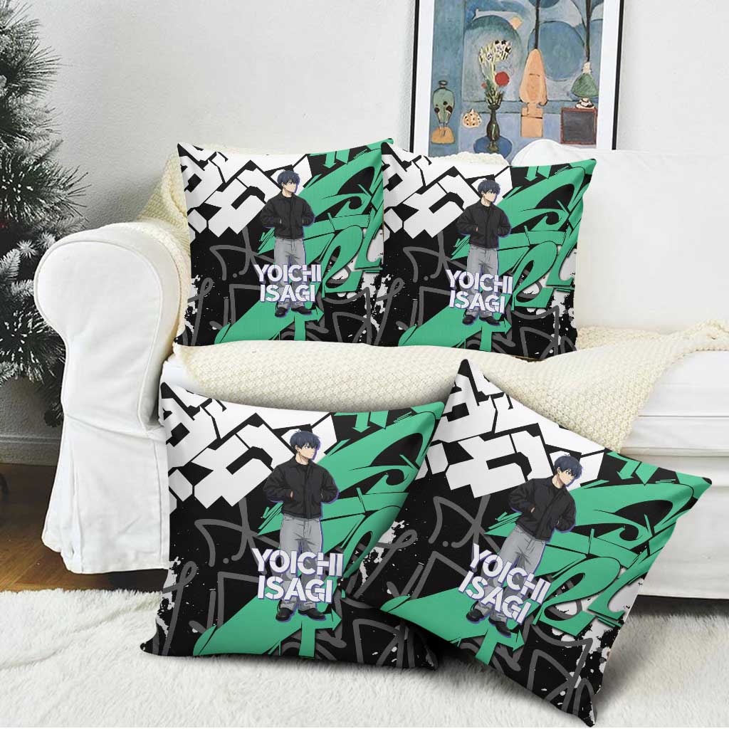 Yoichi Isagi Blue Lock Pillow Cover Green Graffiti Anime Aesthetic