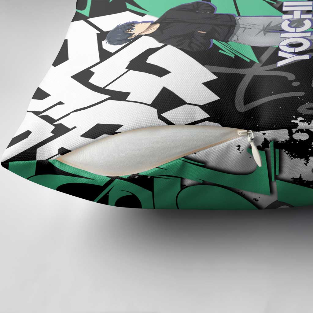 Yoichi Isagi Blue Lock Pillow Cover Green Graffiti Anime Aesthetic
