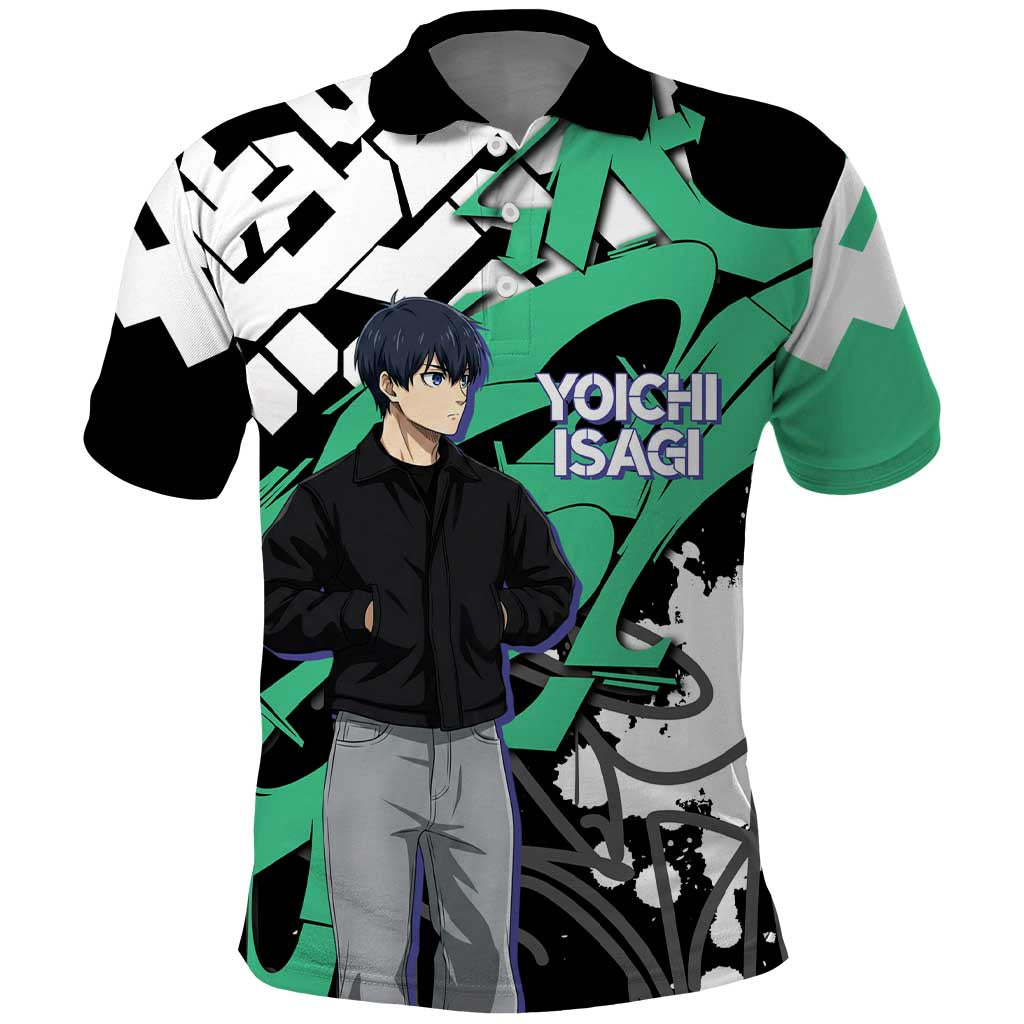 Yoichi Isagi Blue Lock Polo Shirt Green Graffiti Anime Aesthetic