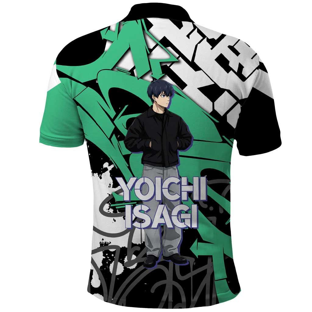 Yoichi Isagi Blue Lock Polo Shirt Green Graffiti Anime Aesthetic