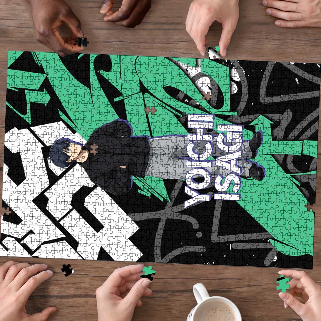 Yoichi Isagi Blue Lock Puzzle Green Graffiti Anime Aesthetic