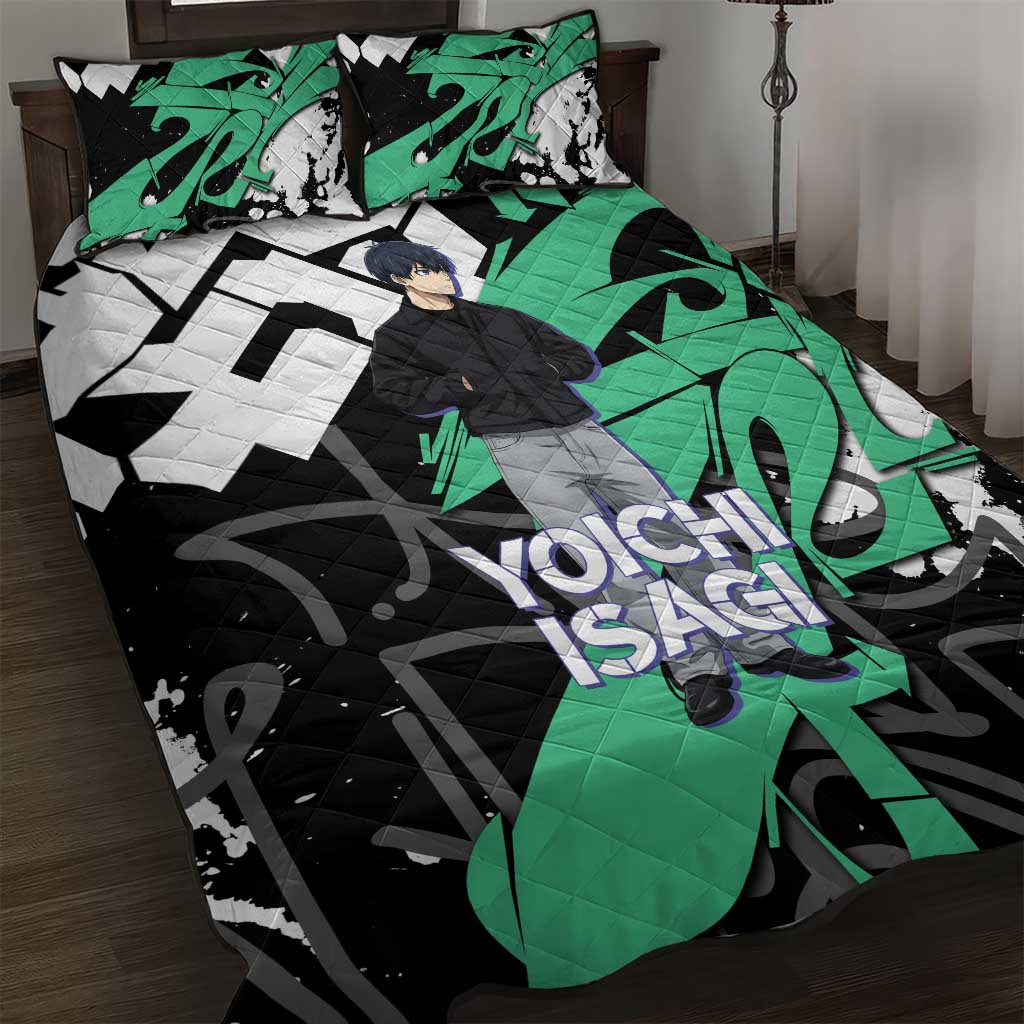 Yoichi Isagi Blue Lock Quilt Bed Set Green Graffiti Anime Aesthetic