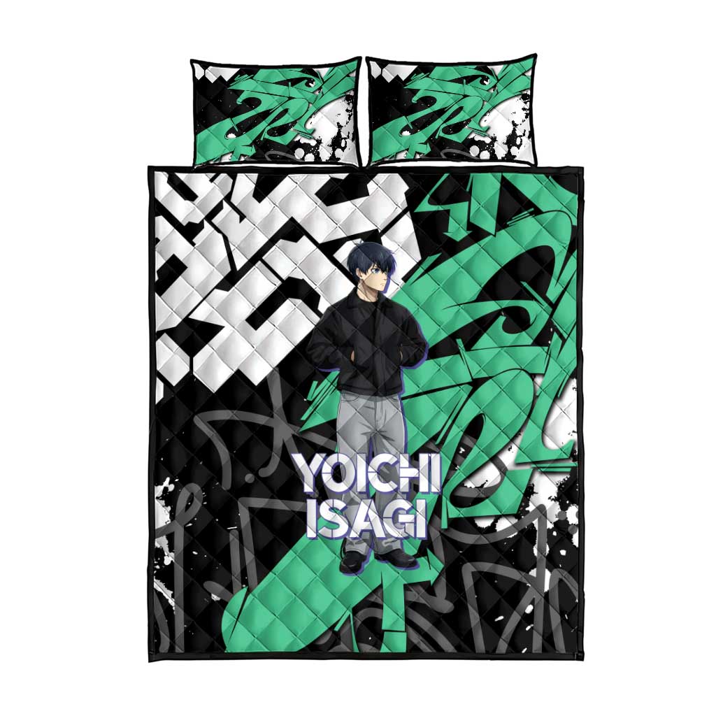 Yoichi Isagi Blue Lock Quilt Bed Set Green Graffiti Anime Aesthetic