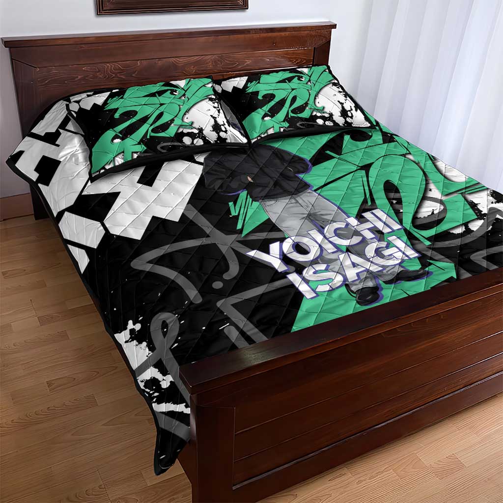 Yoichi Isagi Blue Lock Quilt Bed Set Green Graffiti Anime Aesthetic