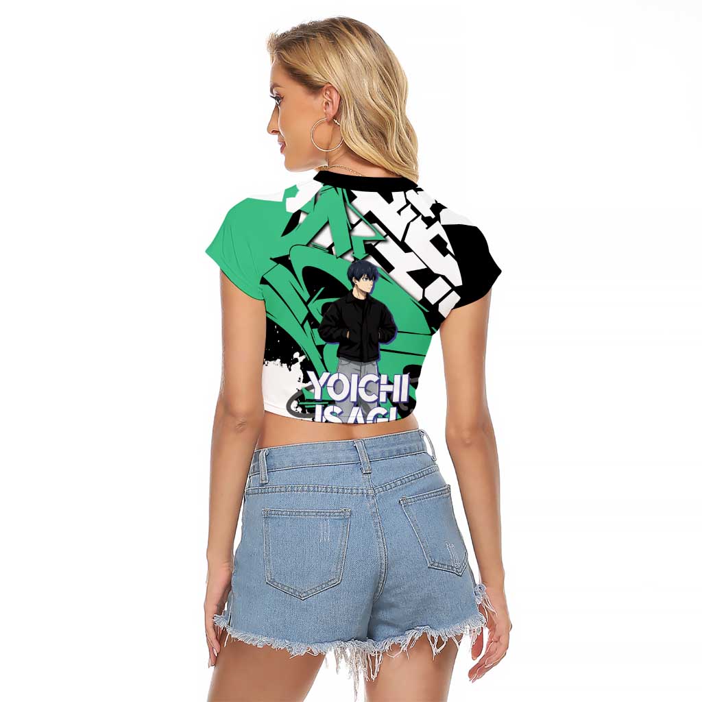 Yoichi Isagi Blue Lock Raglan Cropped T Shirt Green Graffiti Anime Aesthetic
