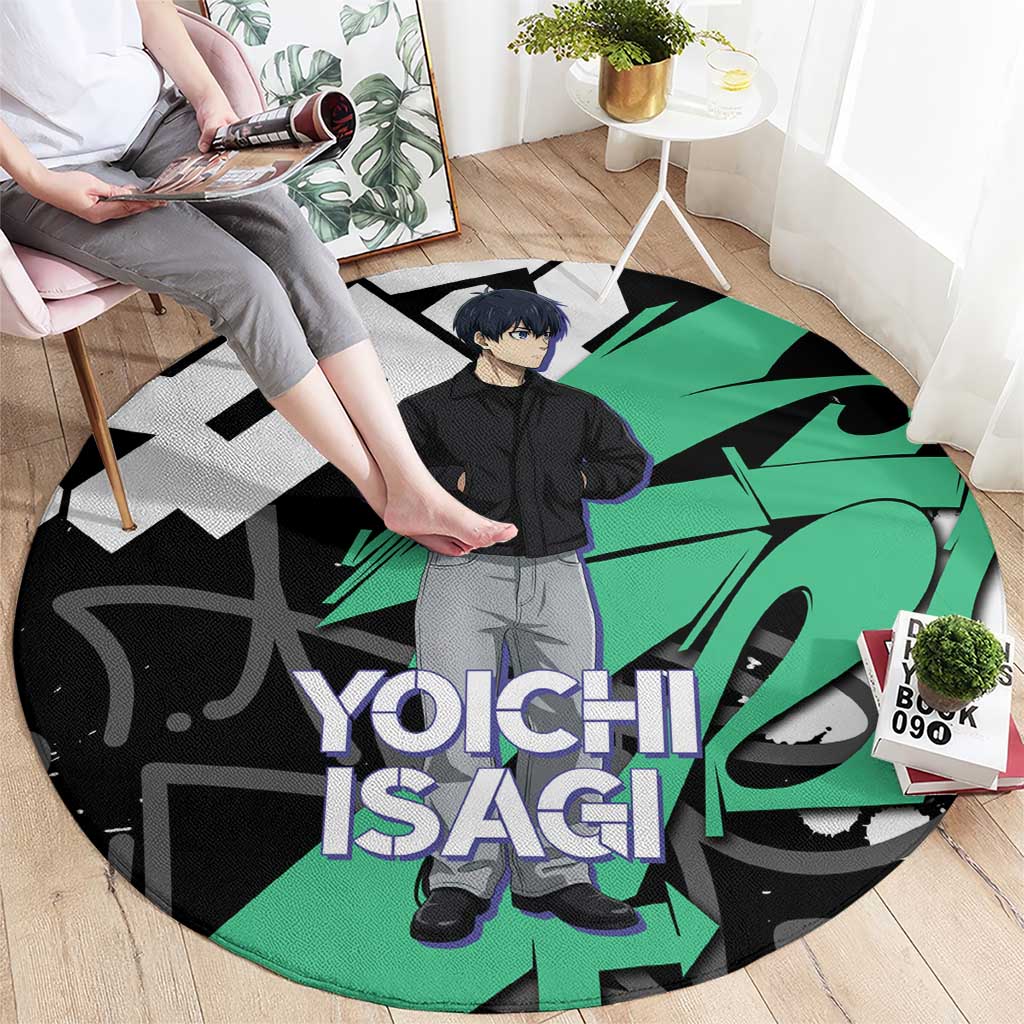 Yoichi Isagi Blue Lock Round Carpet Green Graffiti Anime Aesthetic