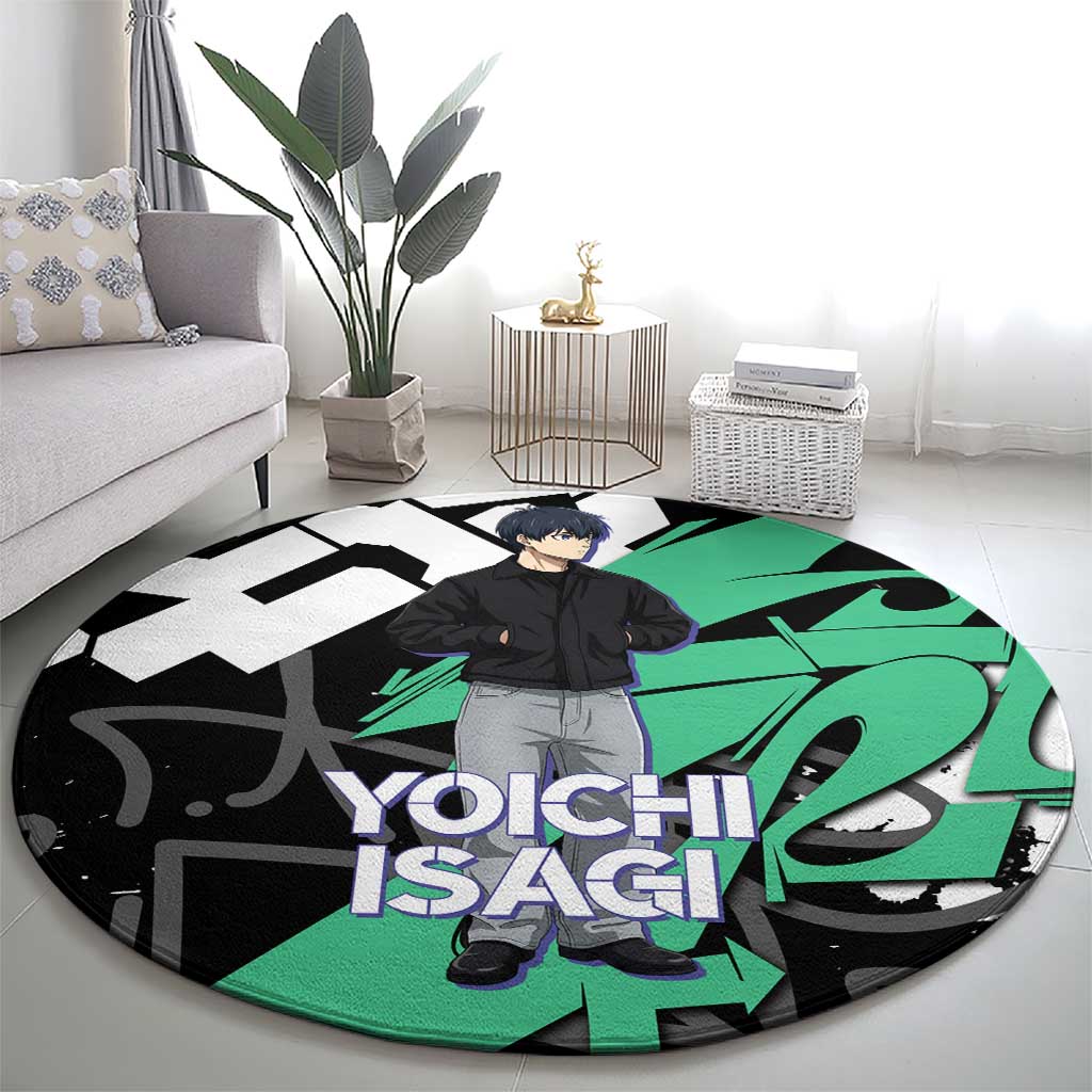 Yoichi Isagi Blue Lock Round Carpet Green Graffiti Anime Aesthetic