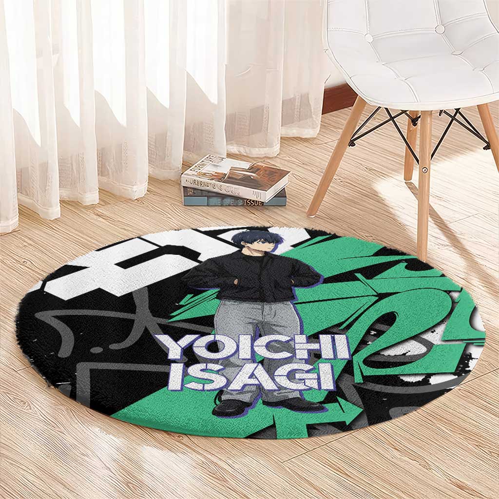 Yoichi Isagi Blue Lock Round Carpet Green Graffiti Anime Aesthetic