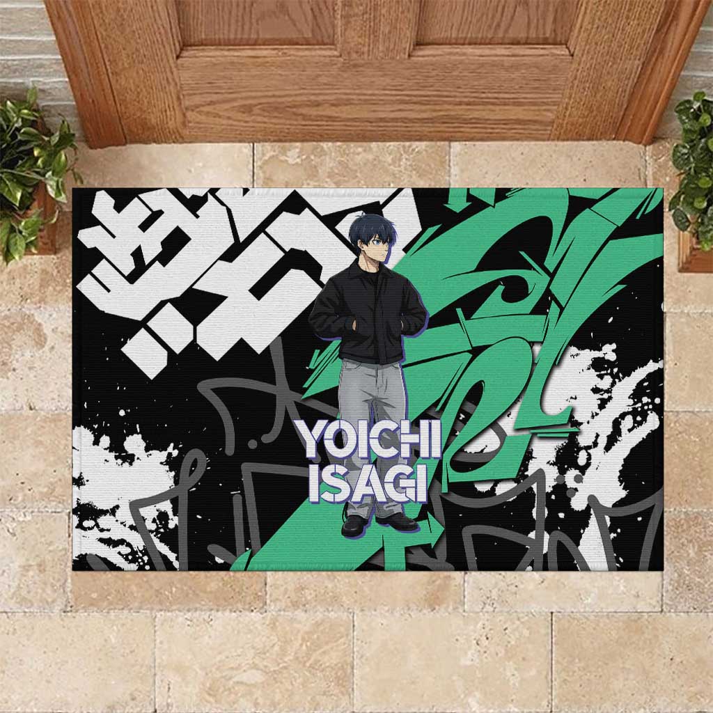 Yoichi Isagi Blue Lock Rubber Doormat Green Graffiti Anime Aesthetic