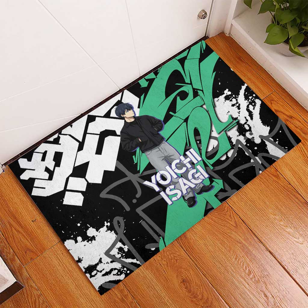 Yoichi Isagi Blue Lock Rubber Doormat Green Graffiti Anime Aesthetic