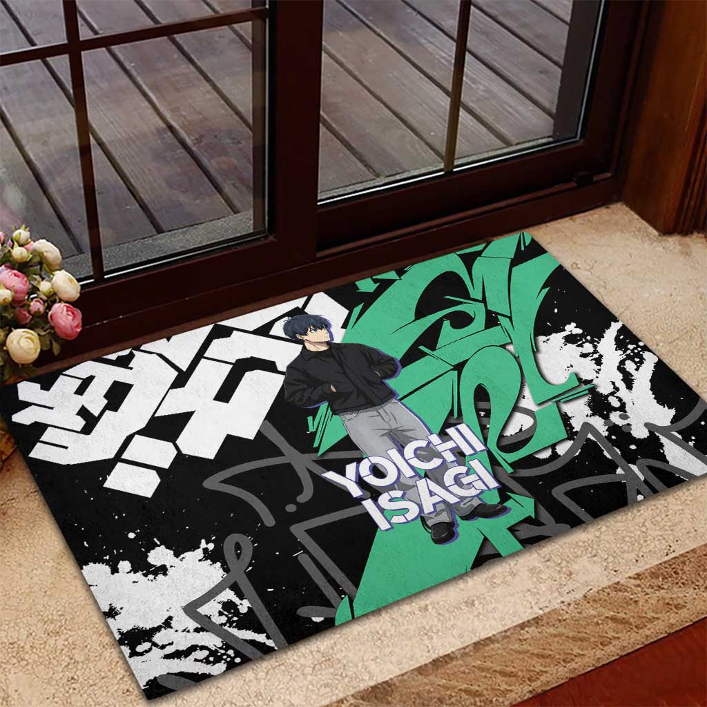 Yoichi Isagi Blue Lock Rubber Doormat Green Graffiti Anime Aesthetic