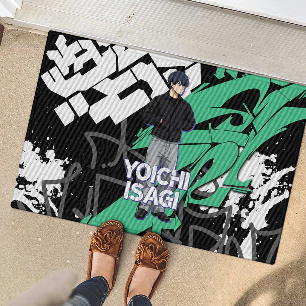Yoichi Isagi Blue Lock Rubber Doormat Green Graffiti Anime Aesthetic