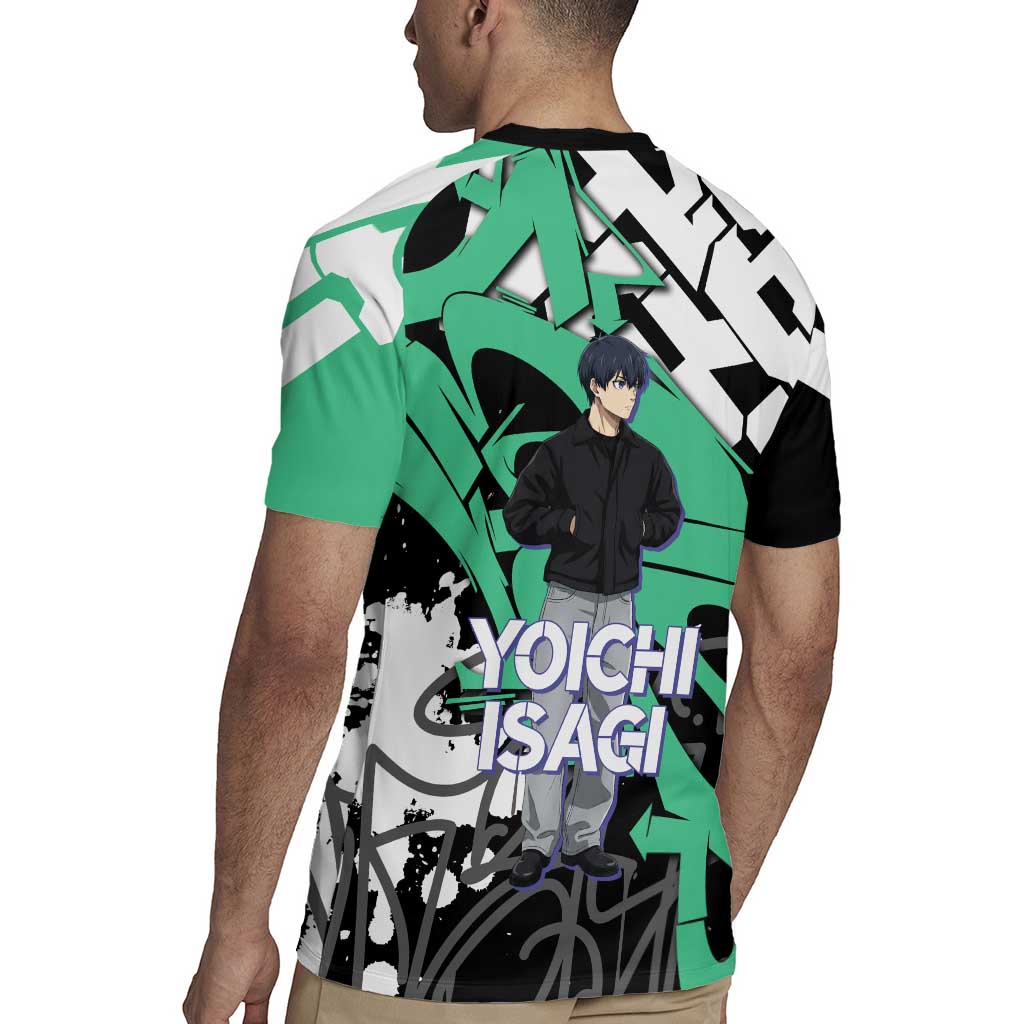 Yoichi Isagi Blue Lock Rugby Jersey Green Graffiti Anime Aesthetic