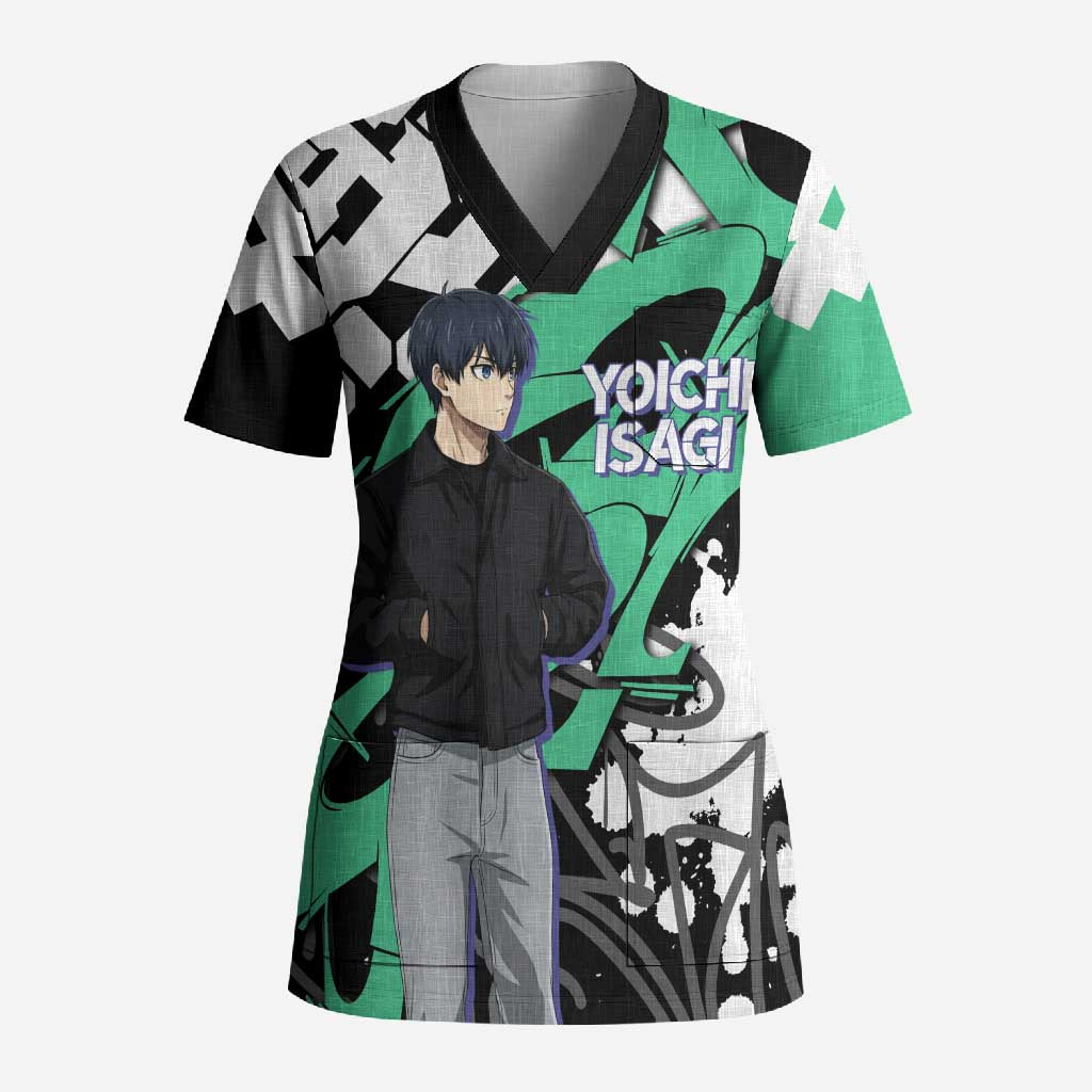 Yoichi Isagi Blue Lock Scrub Top Green Graffiti Anime Aesthetic
