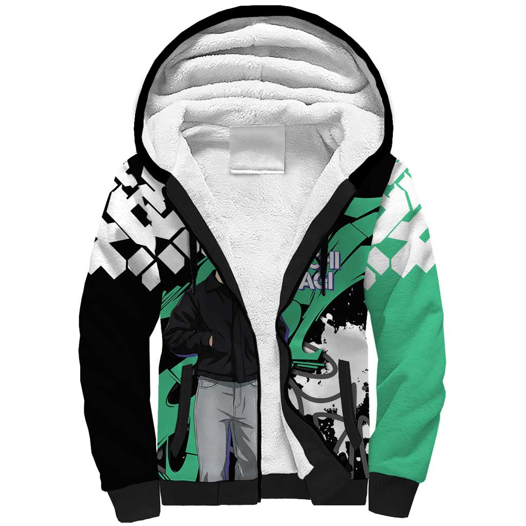 Yoichi Isagi Blue Lock Sherpa Hoodie Green Graffiti Anime Aesthetic