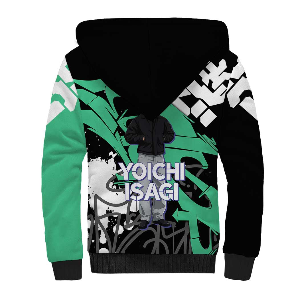 Yoichi Isagi Blue Lock Sherpa Hoodie Green Graffiti Anime Aesthetic