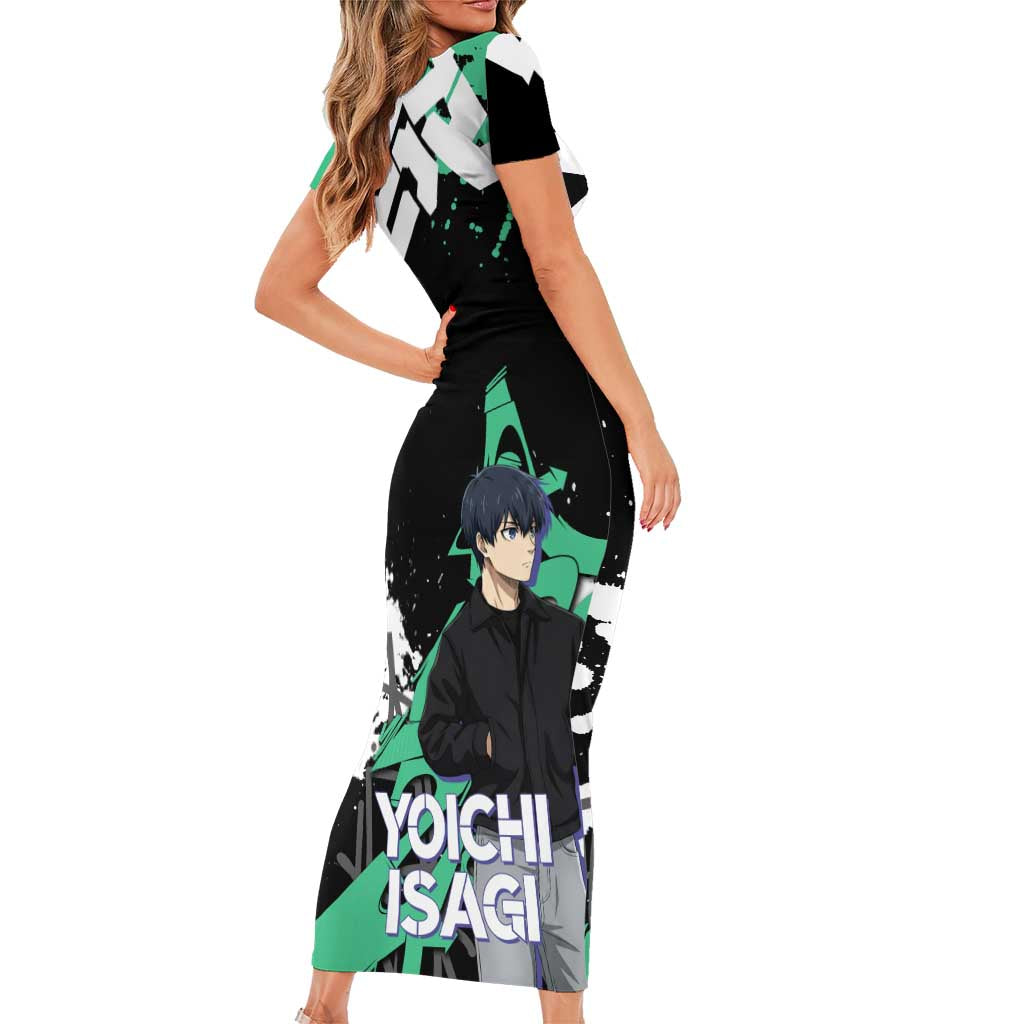 Yoichi Isagi Blue Lock Short Sleeve Bodycon Dress Green Graffiti Anime Aesthetic