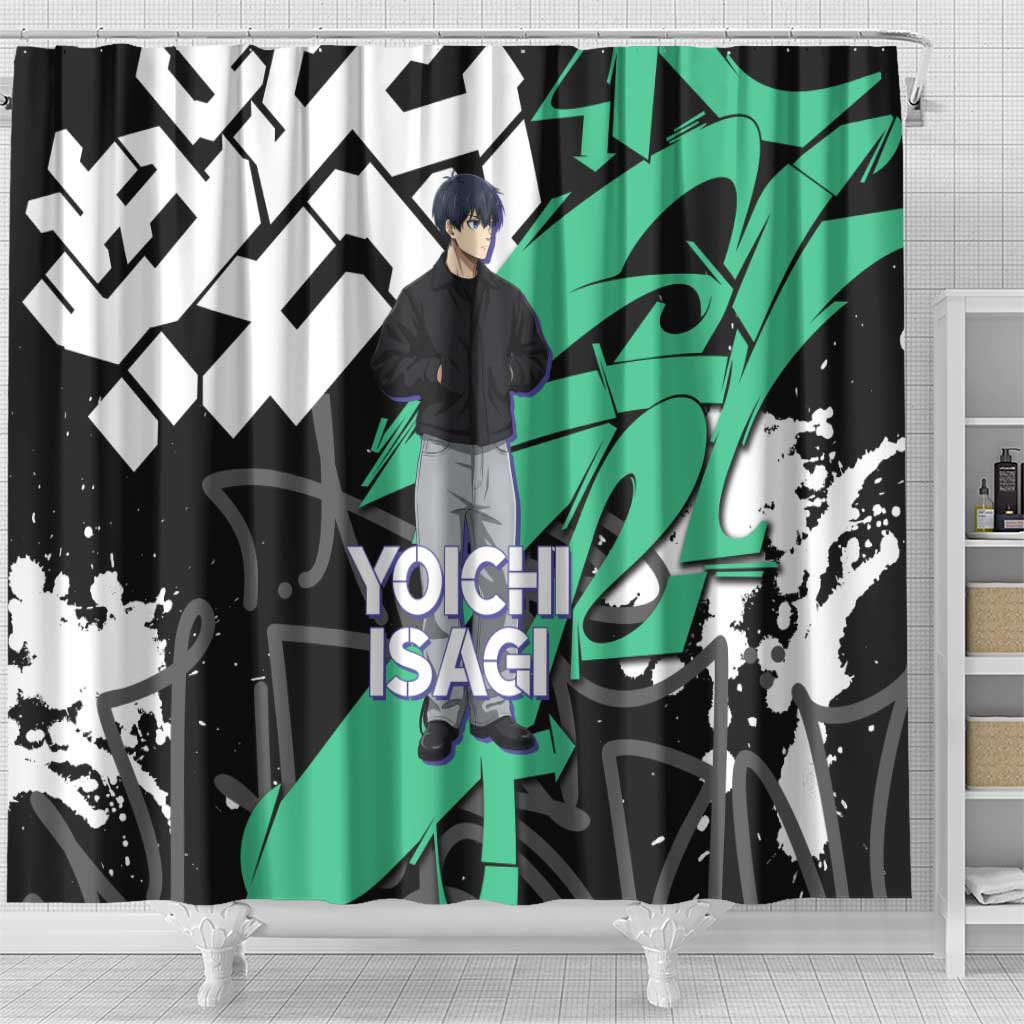 Yoichi Isagi Blue Lock Shower Curtain Green Graffiti Anime Aesthetic