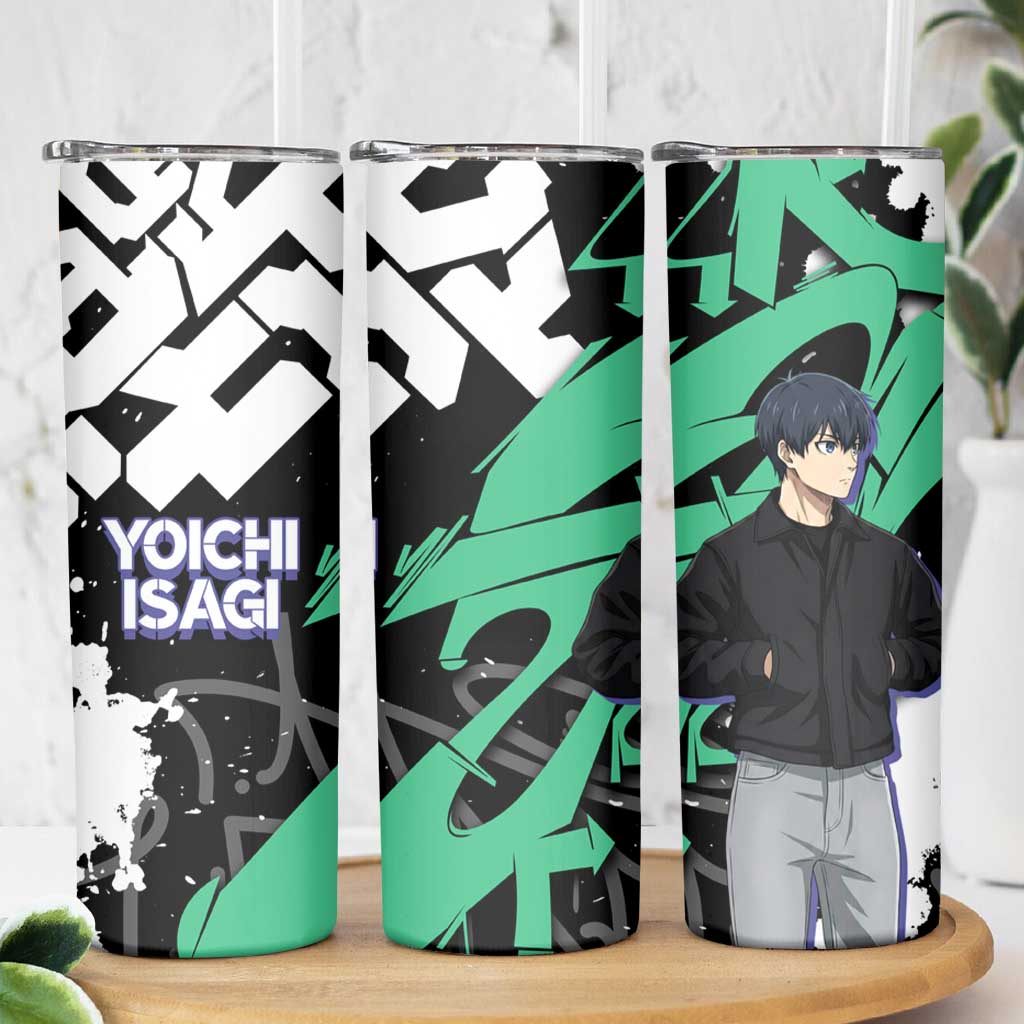 Yoichi Isagi Blue Lock Skinny Tumbler Green Graffiti Anime Aesthetic